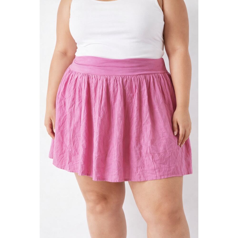 Free People Cotton Foldover Waist Mini Skirt Pink XL